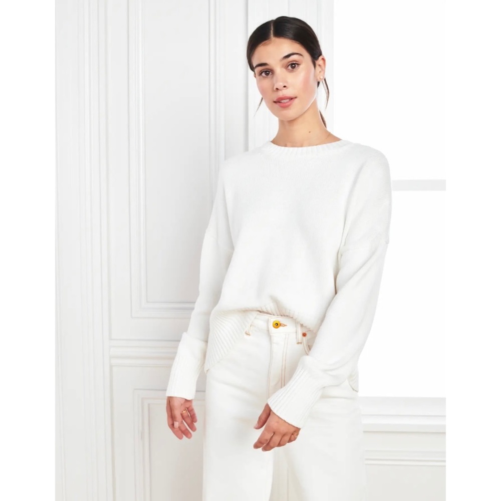 Quince Cotton Boyfriend Crew Sweater | Size S